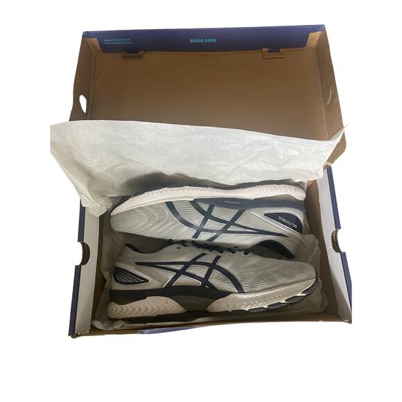 ASICS Gel-Nimbus 22 Men’s Running Shoes Extra Wide (4E) Grey/Peacoat Size 13 - Picture 1 of 4